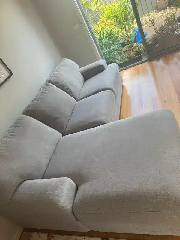 After grey fabric corner lounge cleaning by Everfresh Cleaning in Melbourne