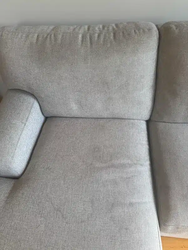 Before grey fabric corner lounge cleaning by Everfresh Cleaning in Melbourne