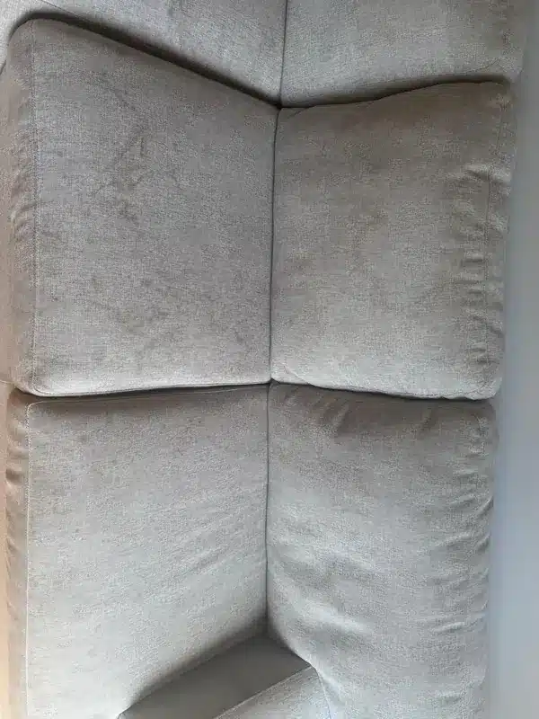 Before grey fabric two seater sofa cleaning by Everfresh Cleaning in Melbourne